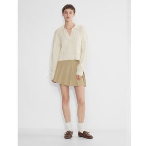 Sunday Best Women Lottie Cream V-Neck Fisherman Cable Knit Sweater Size XXS